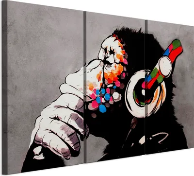 Image de LUMASOUL Tableau sur toile, motif nature, tableaux muraux cadre bois, Tableau Mural pour Salon & Chambre, 90x60 cm Banksy