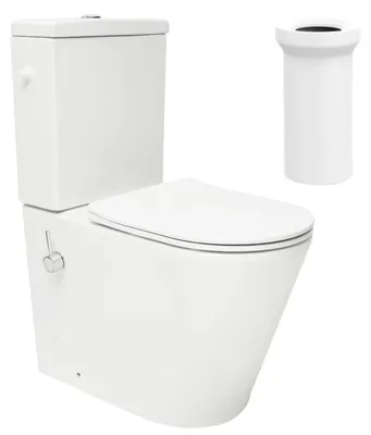 Produktbild von SAT Brevis Stand-Kombi-WC mit Bidetfunktion Warm- und Kaltwasser und SoftClose WC-Sitz mit WC-Anschlussstutzen waagerecht 250 mm, weiß