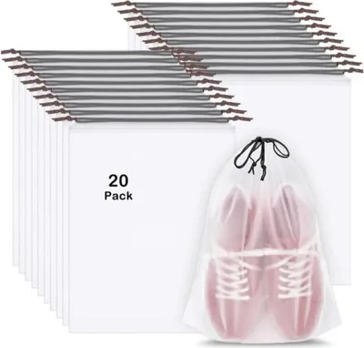 Produktbild von 20 Schuhbeutel mit Zugband 30x40cm Transparent Reise L