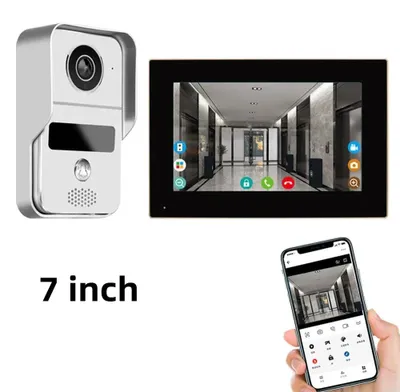 Image de Système vidéo IP sans fil - Système d'intercom - Caméra de porte - Sonnette vidéo - Interphone vidéo
