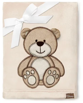 Image de Be Mammy Couverture douillette pour bébé, couverture douillette, couvre-lit avec application 3D, 76 x 102 cm BE20-168 (Beige - Ours, 76 x 102 cm)