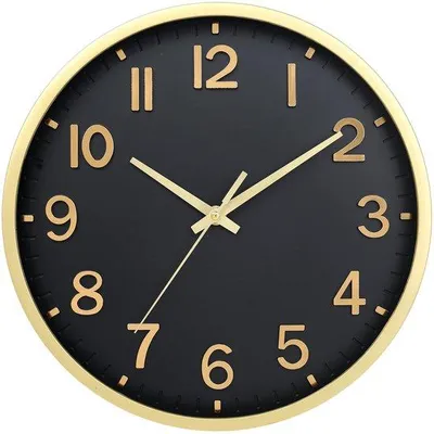 Obrázok produktu pre 20 cm tiché digitálne nástenné hodiny bez tikania, moderné hodiny na batérie do obývačky, spálne, kuchyne, kancelárie, ako dekorácia na stenu (čierno-zlaté, 20 cm)