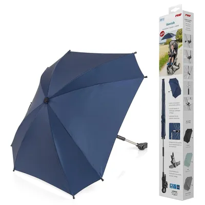 Produktbild von reer ShineSafe Sonnenschirm für Kinderwagen Universal dreh- und neigbar blau