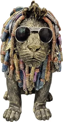 Produktbild von Dekofigur Löwe mit Brille 20 cm gold