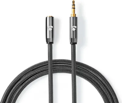 Produktbild von Nedis Stereo-Audiokabel | 3.5 mm Stecker | 3.5 mm Buchse | Vergoldet | 3.00 m | rund | Anthrazit / Grau | Verpackung mit Sichtfenster NE550712781
