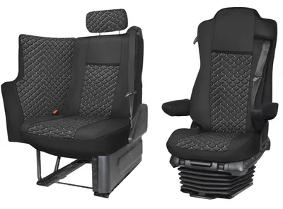 Obrázek produktu pro Potahy sedadel pro nákladní automobily Mercedes Actros SOLOSTAR MP4 MP5 s bílým prošíváním