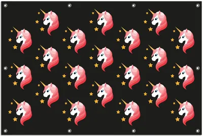 Produktbild von Wallario Outdoor-Poster für Garten oder Balkon, Motiv Einhorn Muster - Süße rosa Einhörner mit Sternen, in ca. 100 x 150 cm