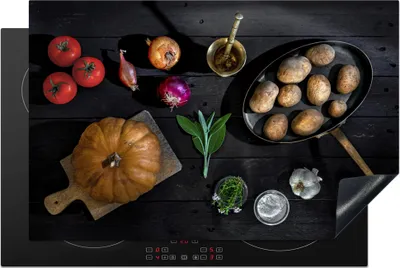Produktbild von KitchenYeah© Herdabdeckplatte Suppe - Kürbis - Herbst , 81x52cm, Küche Deko, Glaskeramikkochfeld Herdabdeckung, Abdeckplatte fùr Kochfeld
