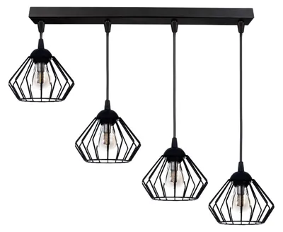 Produktbild von KAR-LIGHTING Pendelleuchte 4-flammig Schwarz, Metall für Esszimmer, Wohnzimmer, Küche – höhenverstellbar, E27-Fassung