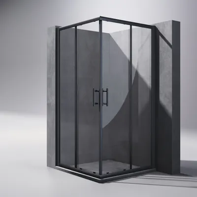 Produktbild von SONNI 120x120x195cm Schwarz Eckdusche Schiebetür Duschabtrennung Doppel Duschtür Eckeinstieg ESG Glas Dusche Duschkabine
