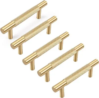 Produktbild von 5er Aluminium Handgriff in Gold, 128 mm, für Schubladen, Kleiderschränke