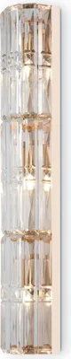 Produktbild von Wandleuchte Metall Glas H: 75,2 cm in Gold E14 3-flammig länglich Modern Kristall Wandlampe