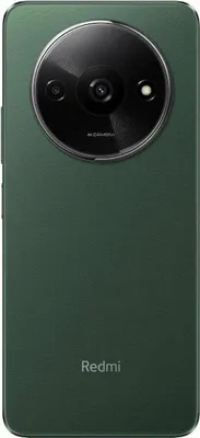 The back of a dark green smartphone with a circular camera module.