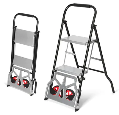 Produktbild von Eikuavons Treppensackkarre 2 in 1 Klappleiter Sackkarre klappbar Transportwagen 2 Stufen 80 kg