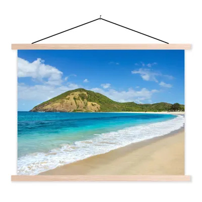 Produktbild von MuchoWow® Textilposter Meer - Tropen - Strand - Pflanzen 40x30 cm mit holzfarbenen Rahmen - Bilder