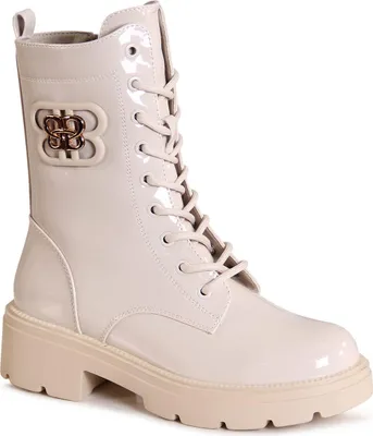 topschuhe24 2859 Damen Lack Stiefeletten Glitzer Worker