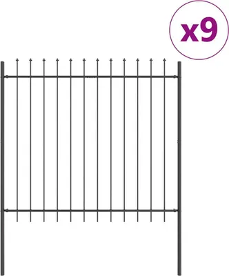 Image de Clôture de jardin 9 pcs Gris 15,3 x 1,5 m