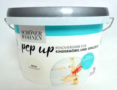 Produktbild von Schöner Wohnen Pep Up Renovierfarbe für Kindermöbel Seidenmatt weiß 1,0 Ltr. weiss