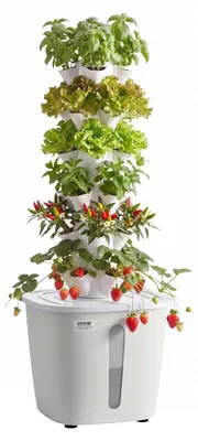 Image de Tour hydroponique VEVOR, 30 modules, Hydrotower à 6 niveaux, kit de culture hydroponique avecvia application, réservoir d'eau de 20 litres et pompe, tour hydroponique, culture hydroponique pour herbes aromatiques, fruits et légumes
