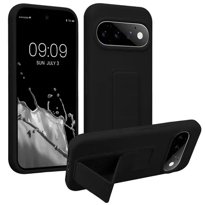 Produktbild von kwmobile Handyhülle für Google Pixel 11 / Pixel 11 Pro Hülle - TPU Silikon Case mit Fingerhalter und Stand - Schutzhülle Cover in Schwarz