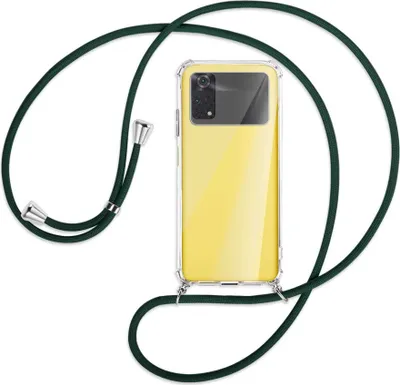 Produktbild von Handykette Backcover-Schutzhülle mit Band (Metall silberfarben) für Xiaomi Poco M4 Pro 4G - dunkelgrün