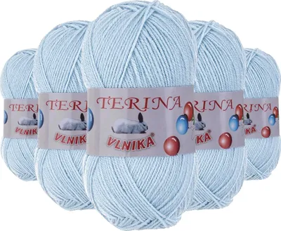 5 x 100g Terina Strickgarn Häkelgarn Wolle Acrylwolle pflegeleicht Farbwahl hellblau