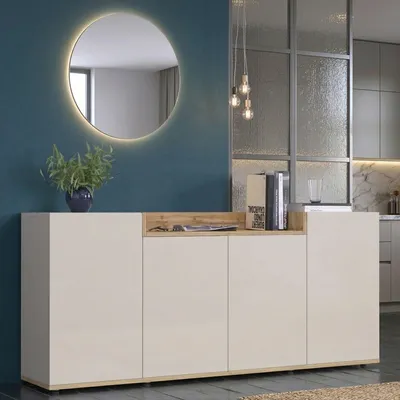 Immagine prodotto di Swink - Credenza, 160x35x70h cm Bianco Cashmere, 6 Ripiani Italy