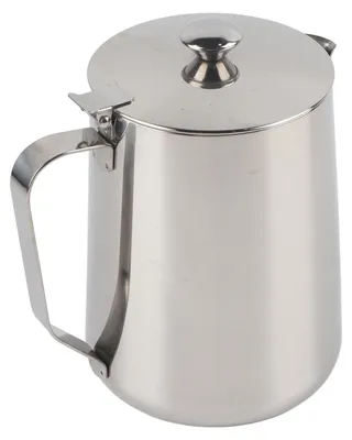 Image de Tasse à café en acier inoxydable, verseuse à lait avec couvercle pour la création de motifs lactés (2000 ml)