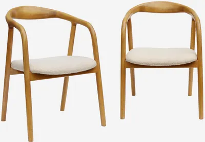 Produktbild von sweeek - 2er-Set Sessel Heveaholz Bouclé-Bezug - Natur