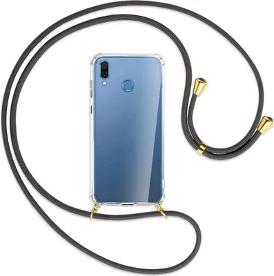 Produktbild von Handykette Backcover-Schutzhülle mit Band (Metall goldfarben) für Honor Play - dunkelgrau