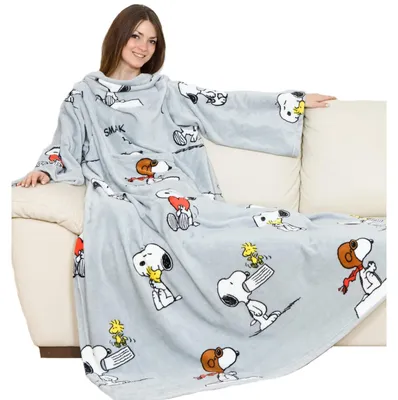 Produktbild von Fleecedecke mit Ärmeln Kuscheldecke - 140 x 180 cm - Grau - Erwachsene