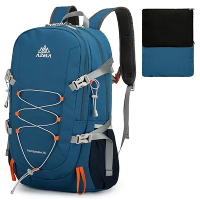Faltbarer Trekkingrucksack 35 l, wasserdicht, blau, L