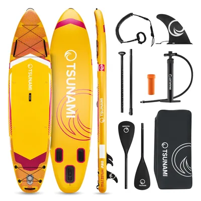 Produktbild von TSUNAMI SUP Board PRO 350 cm, aufblasbar, Stand Up, Paddle Set, mit Paddel, Pumpe, Rucksack, T11