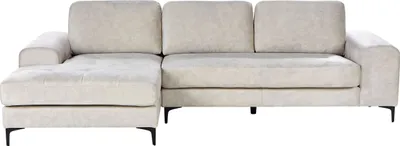 Produktbild von BELIANI 4-Sitzer Ecksofa Hellbeige Samt Gesteppt L-Förmig mit Chaiselongue Rechtsseitig Schwarze Hohe Metallbeine Freistehend Modern Wohnzimmer