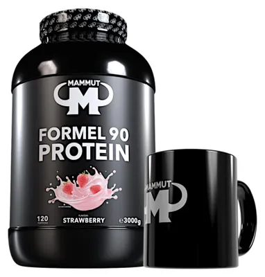 Produktbild von Mammut Nutrition - Formel 90 Protein 3000 g Dose - 120 Portionen Eiweiß + GRATIS Keramik Tasse, Geschmack: Strawberry