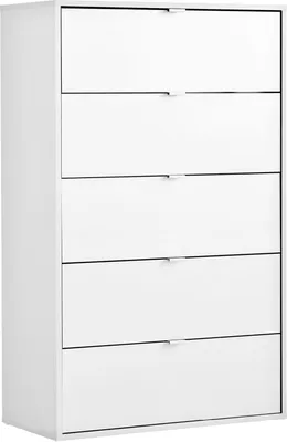 Produktbild von mokebo Kommode mit 5 Schubladen in Weiß aus Holz 'Die Stilvolle', Highboard, Anrichte, Sideboard aus Holz mit 80x117x40cm (B/H/T), Nachttisch, Schubladenschrank für Schlafzimmer, Flur & Kinderzimmer
