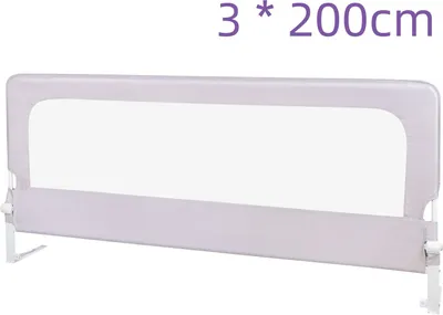 Image de 3× 200cm barrière de lit barrière de sécurité pour les petits bébés et enfants réglable en hauteur 70cm de haut (Gris)