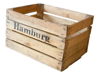 Produktbild von 4x ALTE OBSTKISTEN mit Aufdruck: HAMBURG / 50x40x30 cm / Deko aus Heimatliebe