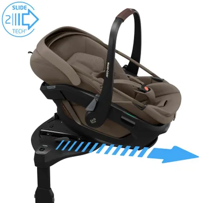 Produktbild von Maxi-Cosi Coral Slide Pro, ultraleichter Babyautositz mit SLIDETECH®2, flache liegeposition, G-CELL, abnehmbare 2.5 kg Babyschale, Oak Truffle