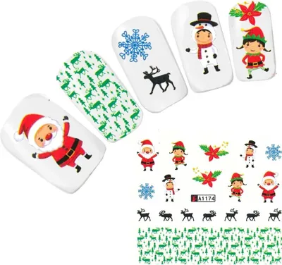 Produktbild von Tattoo Nail Art Nikolaus Santa Weihnachten Schneeflocke Aufkleber Nagel Sticker