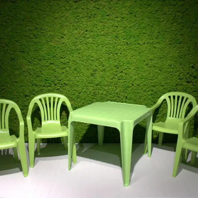 Produktbild von Kindermonoblock SET lime green 4xStuhl Sedia Baby 1xTisch Tavolo