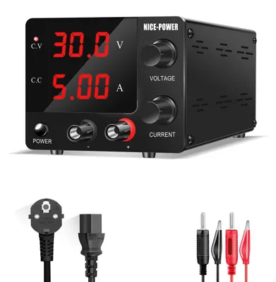 Obrázek produktu pro NICE-POWER SPS-E305 Laboratorní napájecí zdroj 0–30 V, 0–5 A, DC, s přesným kódováním, kompaktní, stabilní, s evropskou zástrčkou
