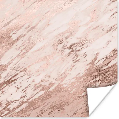 Produktbild von MuchoWow® Poster Marmor - Muster - Rosa - Gold 50x50 cm - Wohnzimmerdekoration