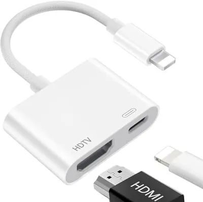 Produktbild von Lightning HDTV Adapter【Apple MFi Certified】, HDTV Adapter für iPhone iPad 1080P, Video Audio Sync Bildschirm Konverter, HDTV Kabel Verbinder Kompatibel mit TV/HDTV/Monitor/Projector
