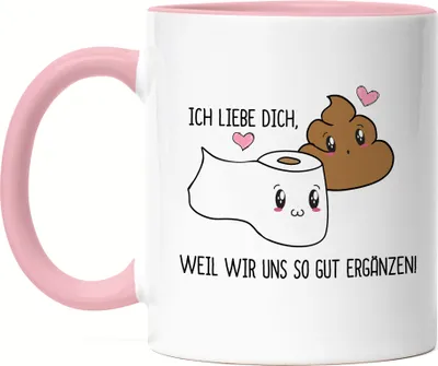 Produktbild von Klopapier Kacke Tasse Rosa Sarkasmus Humor Valentinstag Freundin Freund Witzig Geschenkidee Couple Jahrestag