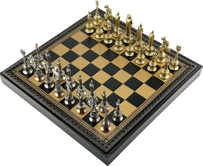 Produktbild von Italienisches Schachset Napoleon Medium + Schachbrett  Gold/Schwarz 35