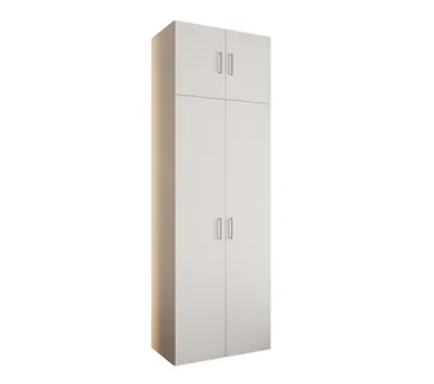 Produktbild von Kleiderschrank Weiß 80 cm – Drehtürenschrank 190x80x48 cm – mit Aufsatz, Kleiderstange und 1 Einlegeboden – Schlafzimmerschrank