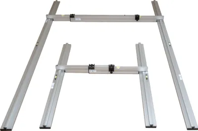 Produktbild von rabo Trockenschüttungslehre 6-tlg: 2 Grundschienen (1,25m und 2,50m), 2 stufenlos verstellbare Abziehlatten (0,77-1,20m und 1,50-2,50m) 'Varia-Plus Set'