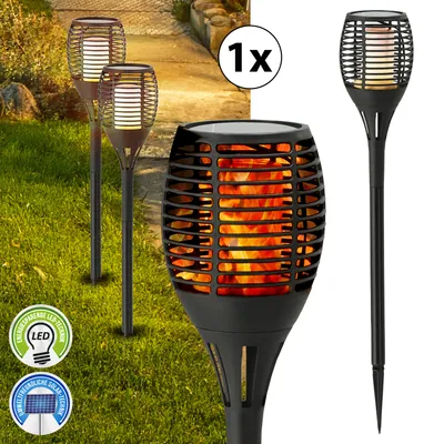 Produktbild von LED Solar Fackel 52cm Garten Leuchte Lampe Gartendekoration Lichtquelle 12 LEDs Bodenspieß