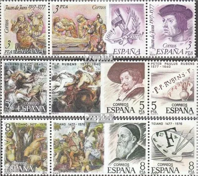 Produktbild von Briefmarken Spanien 1978 Mi 2352-2360 Dreierstreifen (kompl.Ausg.) postfrisch Künstler